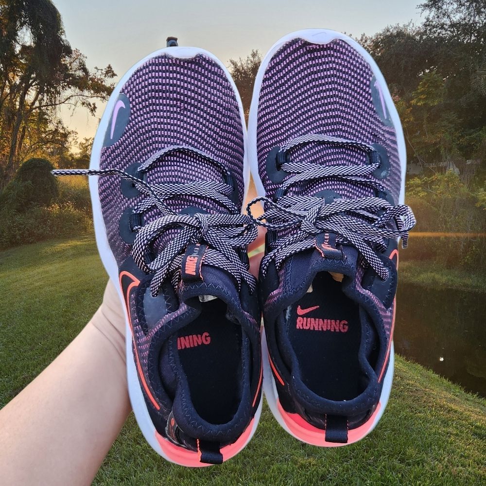 Nike Women's Flex Running Black Pink Knit Upper Sneakers Size 6.5 - Picture 2 of 13